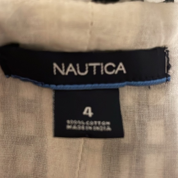 Nautica Women’s Mini Dress Size 4 Flirty Cotton Black Striped Checkered - Picture 12 of 13